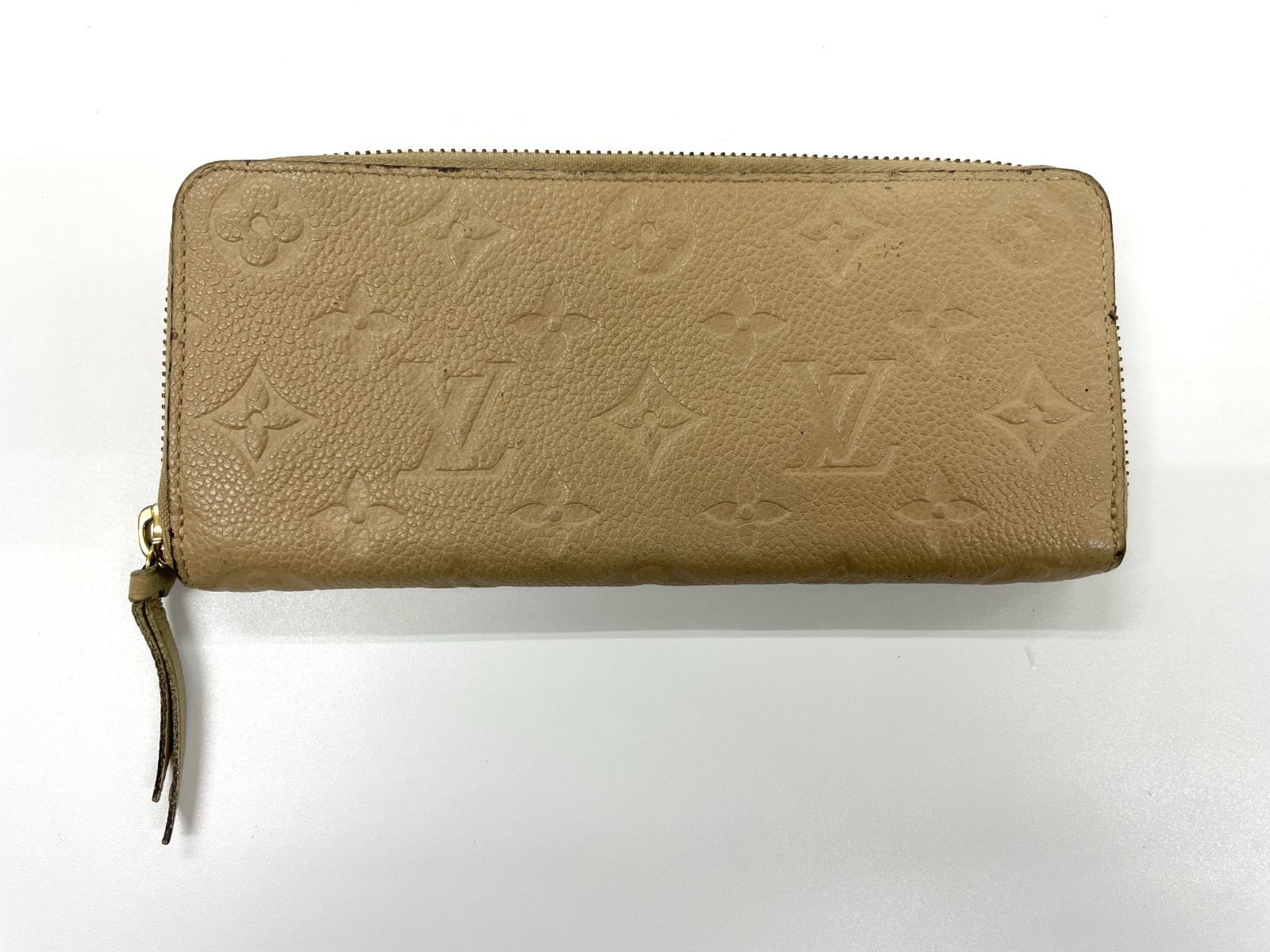LOUIS VUITTON ルイ ヴィトン モノグラム･アンプラント ポルトフォイユ クレマンス ラウンドジップウォレット 長財布 M60173 ベージュ フランス製