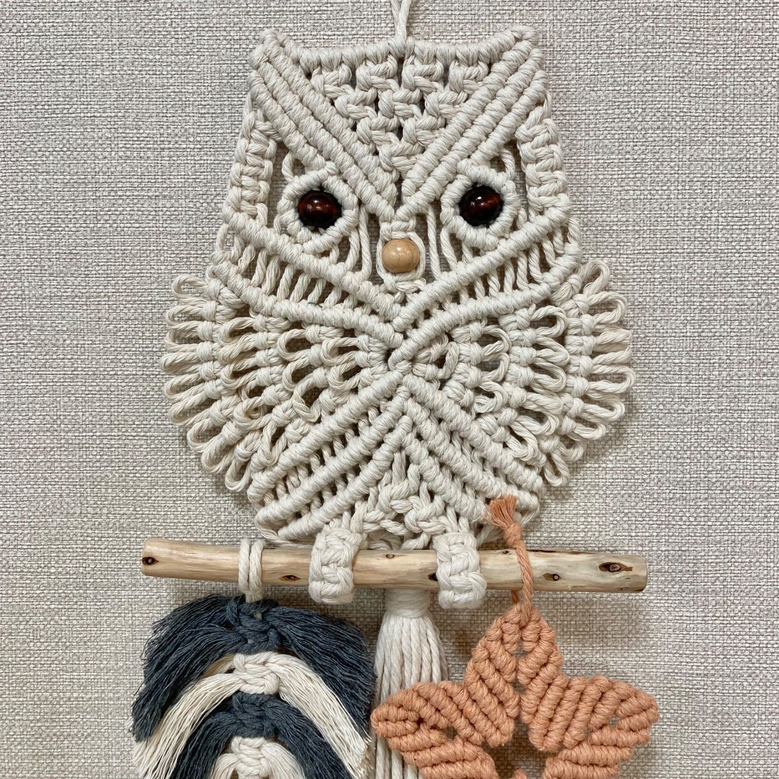 macramé✳︎マクラメ編み 春を感じる幸福のフクロウタペストリー