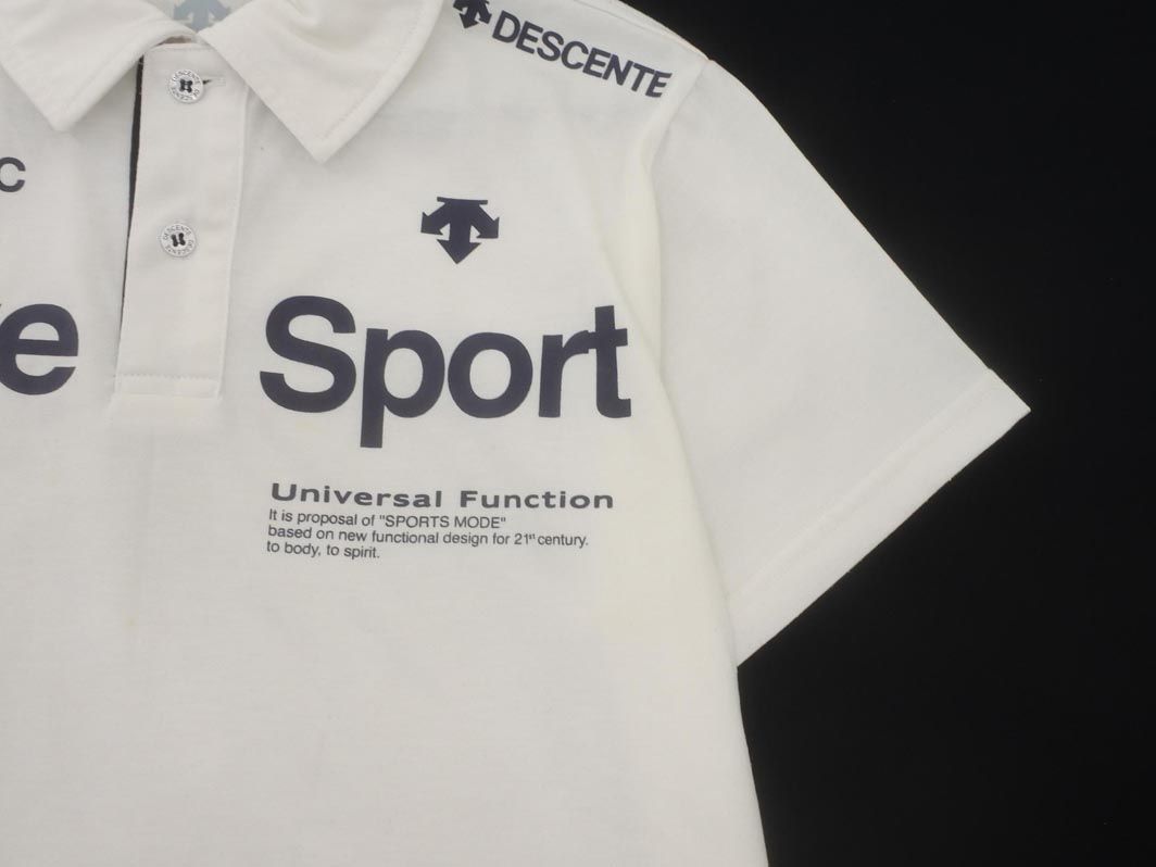 DESCENTE - 新品☆デサント ロゴプリント 半袖ポロシャツ☆ホワイト☆XLサイズ DESCENTE デサント メンズ 半袖 ポロシャツ ムーブスポーツ 遮熱