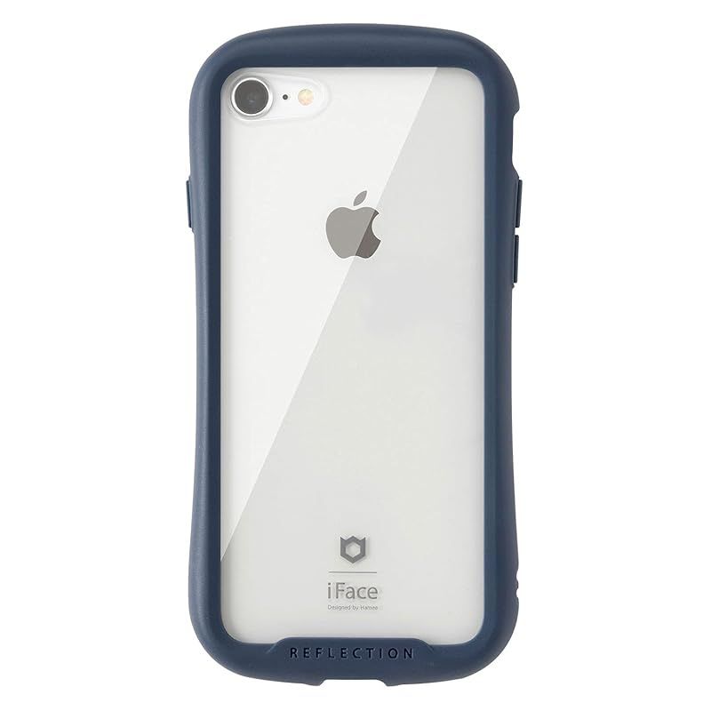 iFace Reflection iPhone SE(第3世代/第2世代)/8/7 ケース クリア 強化ガラス (ネイビー)【アイフォンse3 アイフォンse2 アイフォン8 カバー 透明 耐衝撃 米国MIL規格取得 ストラップホール付き】 1