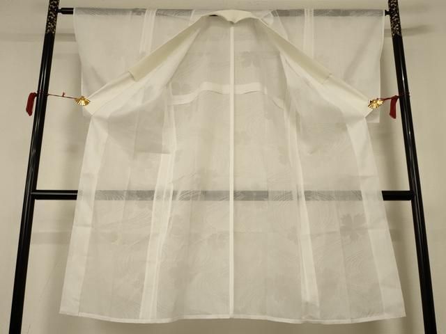 平和屋着物*夏物 長襦袢 流水桜紋紗 白色 洗える着物 AABC3461jd