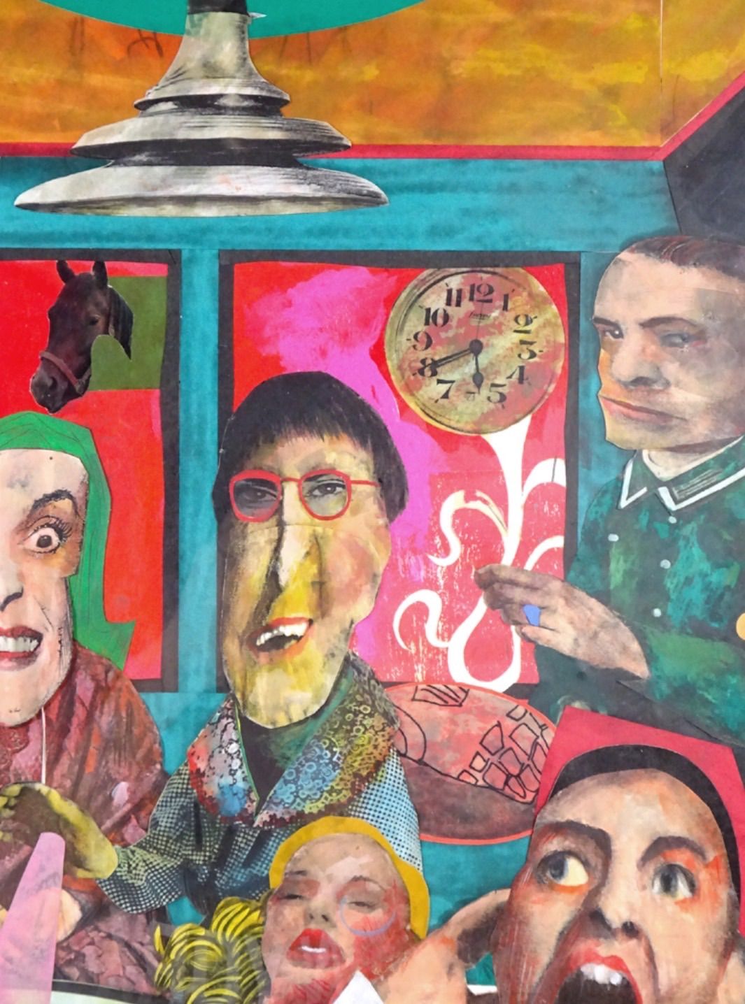 人気イラストレーター 木村タカヒロ 作 紙にコラージュ HAND POWER 裸婦 直筆サイン 額装