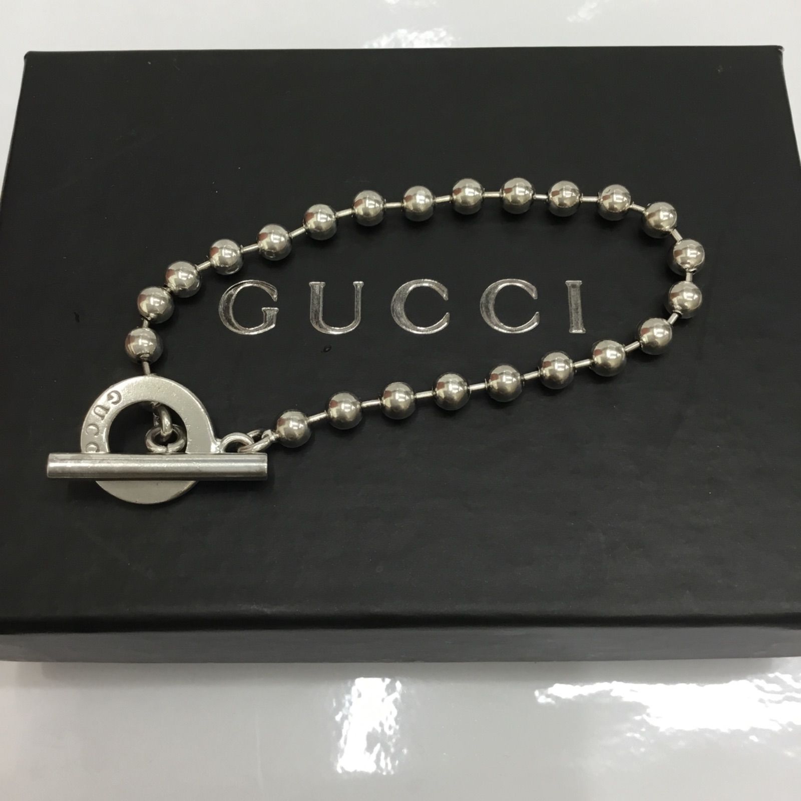 GUCCI グッチ ◉ 箱＆保存袋付き ／ グッチボールチェーン Tバー式 