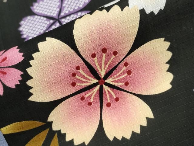 平和屋着物∴夏物　浴衣　綿紅梅　流水舞花文　綿　逸品　CAAW1059ng 平和屋着物∴夏物 浴衣 綿紅梅 金魚 暈し染め 綿 逸品 未使用