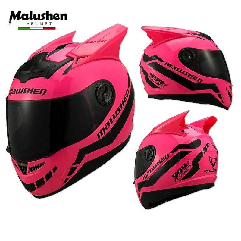 Malushen フルフェイスヘルメット 個性ツノ付きモデル 男女兼用 原付
