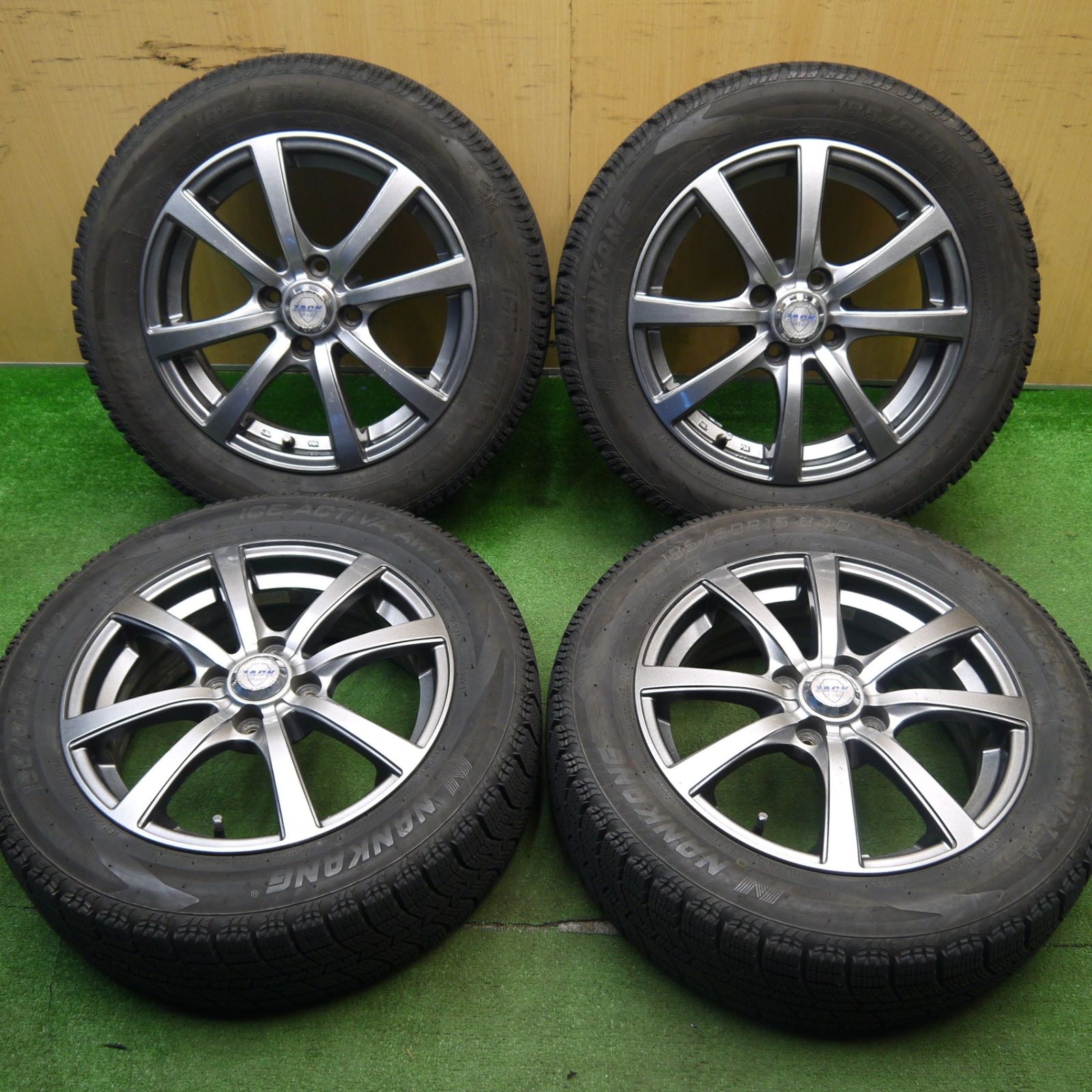 バリ溝 21年 9分 スタッドレス 185|60R15 ナンカン アイスアクティバ AW-1 ZACK JP-110 MONZA ザック 15インチ PCD100|4H 5040802Hス