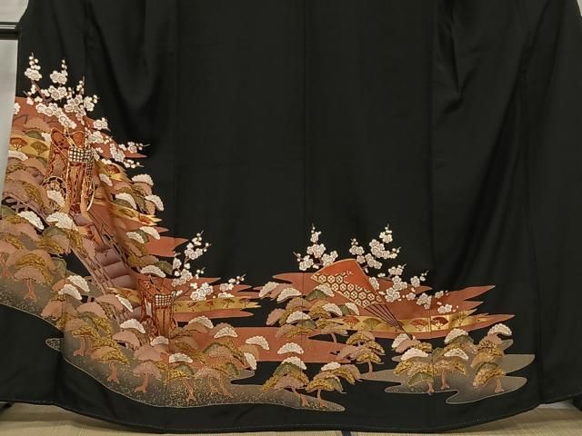 平和屋着物□豪華黒留袖 刺繍 鳳凰花菱文 金彩 正絹 逸品 DAAX7480qp 平和