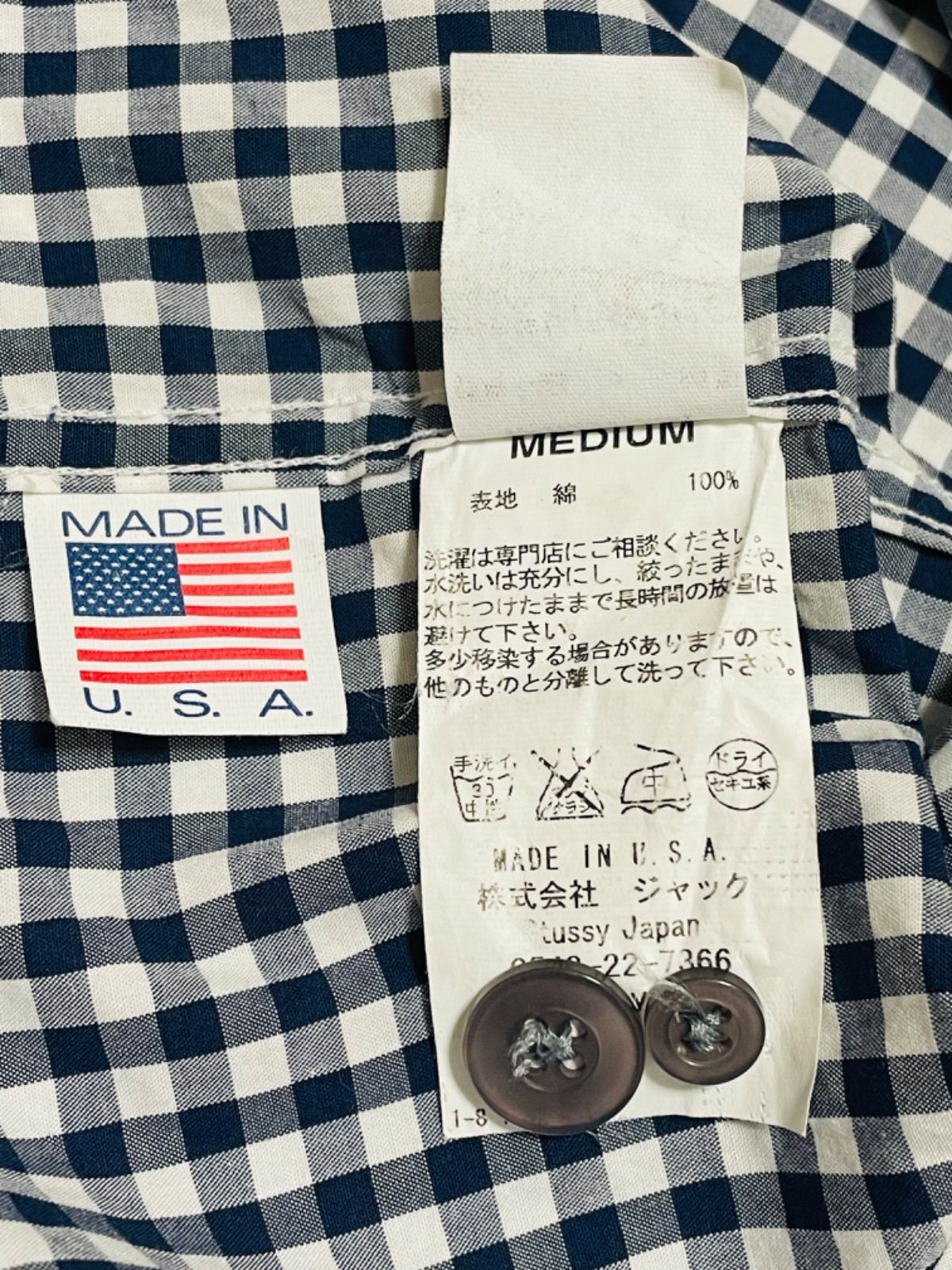 old stussy ギンガムチェック シャツ y2k usa 銀タグ 刺繍 短 3074000693187176_01_8602.jpeg