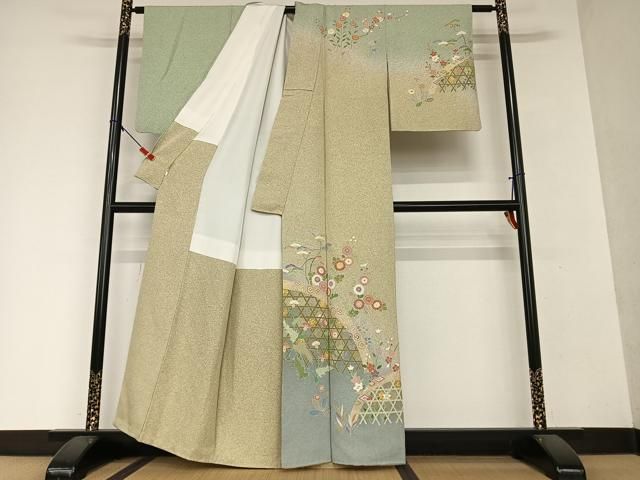 平和屋着物●訪問着　松竹梅文　金彩　正絹　逸品　CAAX5917gh 平和屋着物○訪問着 友禅 松竹梅文 金彩 正絹 逸品 AAAZ2411ph