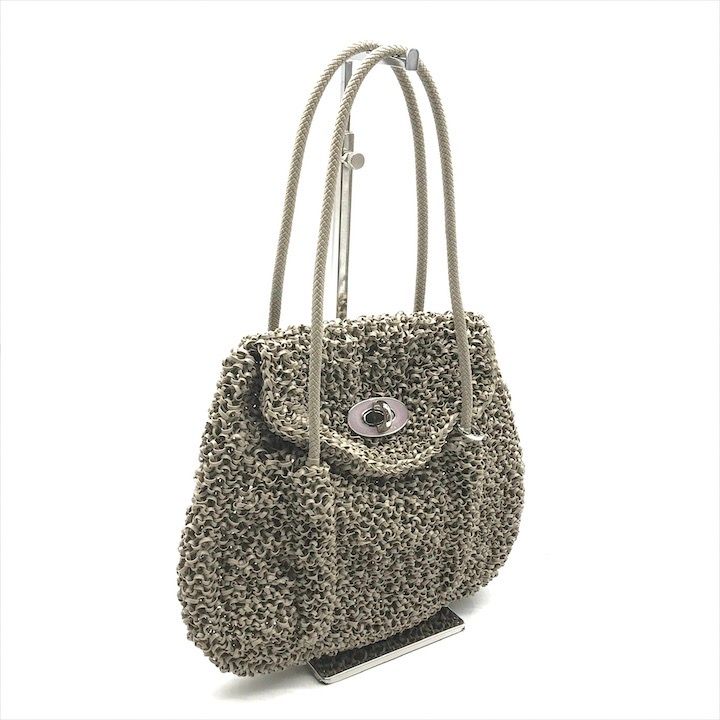 美品 ANTEPRIMA アンテプリマ ワイヤー バッグ グレー ターンロック  