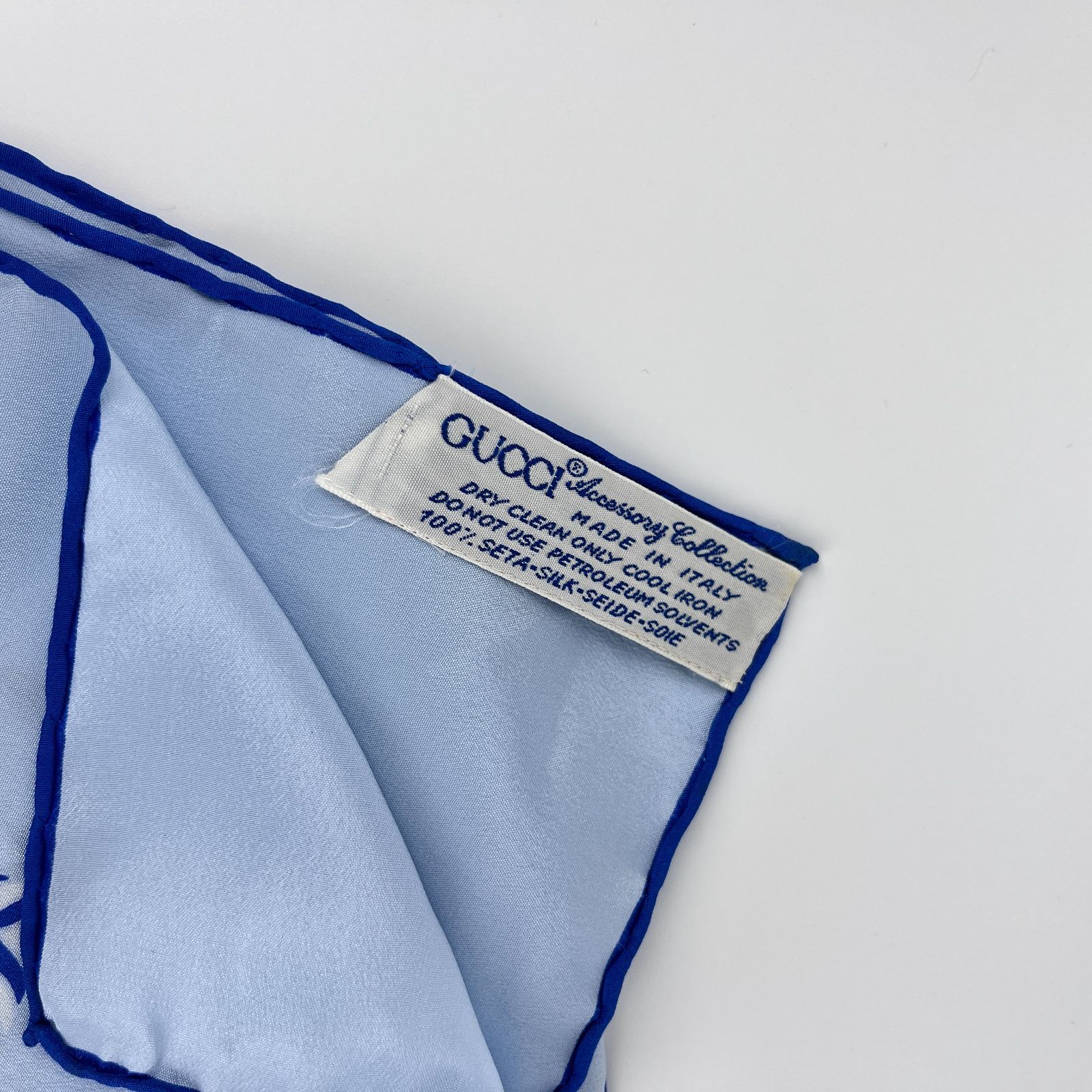 中古】GUCCI グッチ スカーフ シルク ブルー ヴィンテージ レディース  