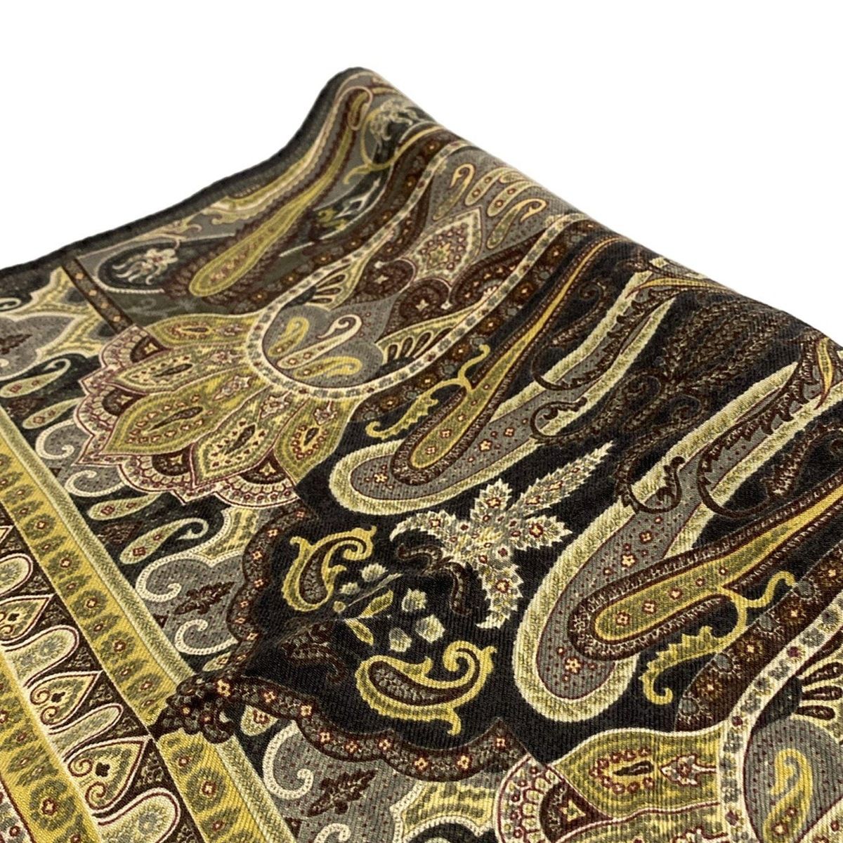 【極美品】ETRO ストール 160×64 ウール シルク ペイズリー ダーク色 ETRO エトロ ストール ショール ウール シルク混 ペイズリー柄