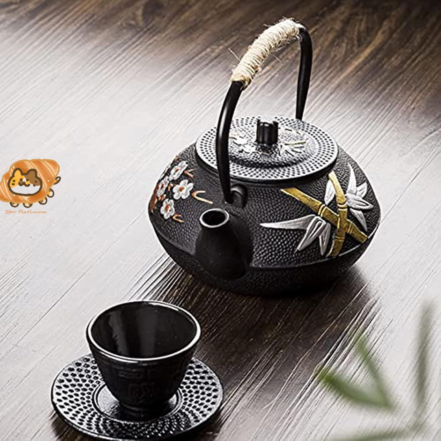 南部鉄瓶 キャンプ用 鉄瓶 油焼き急須セット1.5L IH対応 南部鉄瓶 キャンプ