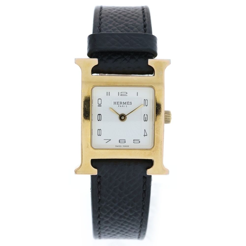HERMES エルメス Hウォッチ D刻印 クォーツ腕時計 ゴールド|ブラック HH1.201