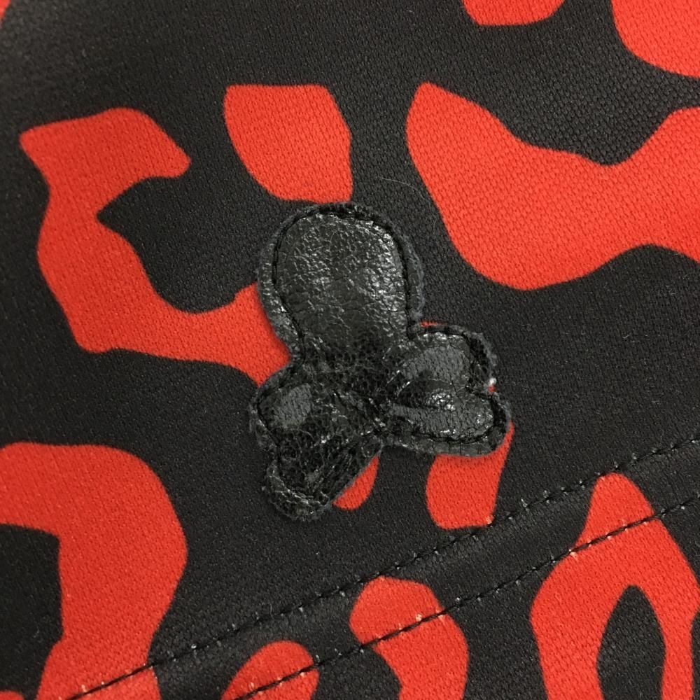 マークアンドロナ スカート 黒×レッド 総柄 裏微起毛 レディース S