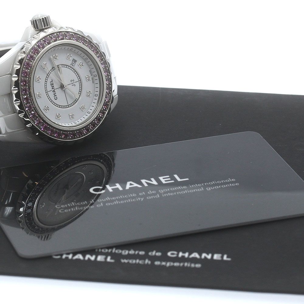 【 機能性抜群♡】CHANELホワイト シャネル CHANEL H2010 J12 ピンクサファイアベゼル 白