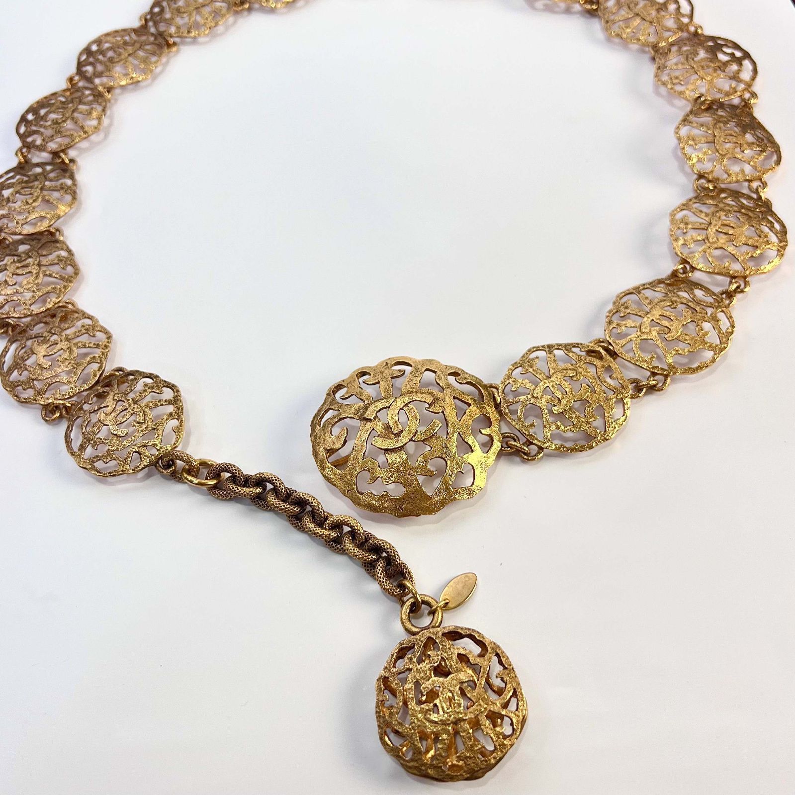 CHANEL シャネル ココマーク カメリア チェーンベルト 85cm ヴィンテージ ゴールド GP aua100001r51113