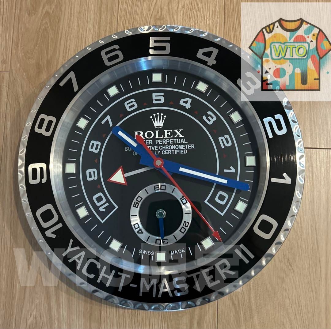 海外販促用ROLEX 掛け時計 ヨットマスター  希少シルバー
