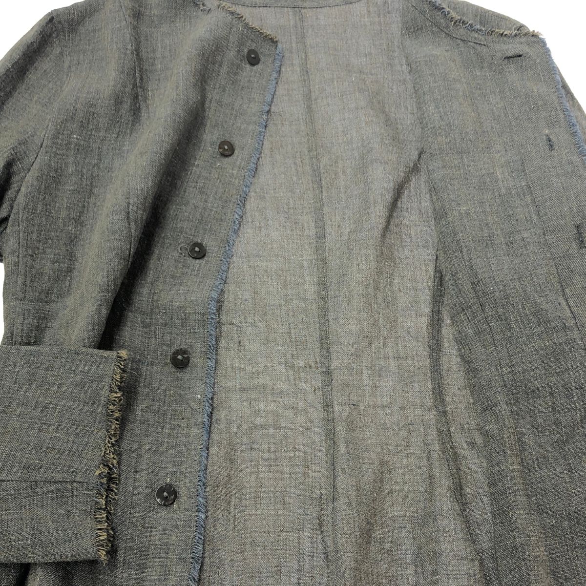 未使用　ババグーリ　ゆったり綿麻ウールタンブラージャケット　ヨーガンレール ヨーガンレール ジャケット グレー 未使用 ババグーリ ゆったり綿麻