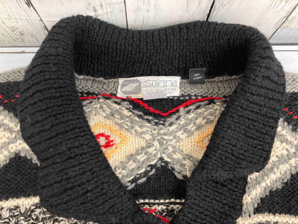 ぐ*ん様 80s ウルグアイ製 ソラナ ハンドニット 手編み ニット セーター 値下げ】Solana Hand Knitted in Uruguay ウールニットセーター 総柄