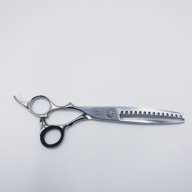 【ハヤシシザーズ ハヤシシザーHAYASHI SCISSORS】V-14逆刃 オフセット シザー セニング 美容ハサミ すきばさみ 美容師 理容師  約50～60% 左利き 6インチ 中古 sc414