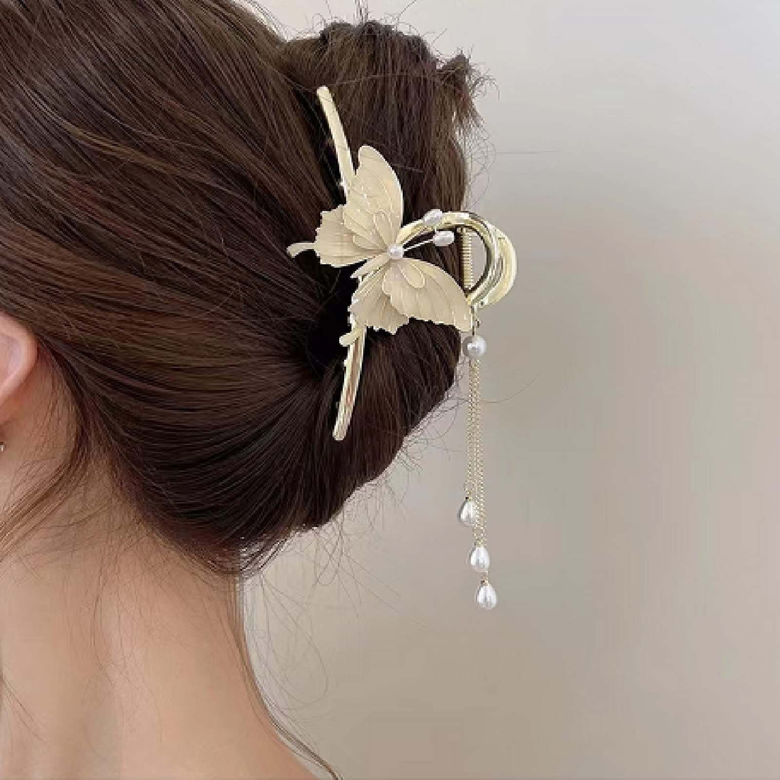 レディース 贈り物 オフィス おしゃれ シンプル 韓国風 ヘア 髪留め シンプルな蝶 クリップ かみどめ 大 へあくりっぷ しっかりとまる 大きめ バンスクリップ HAPVITALヘアクリップ