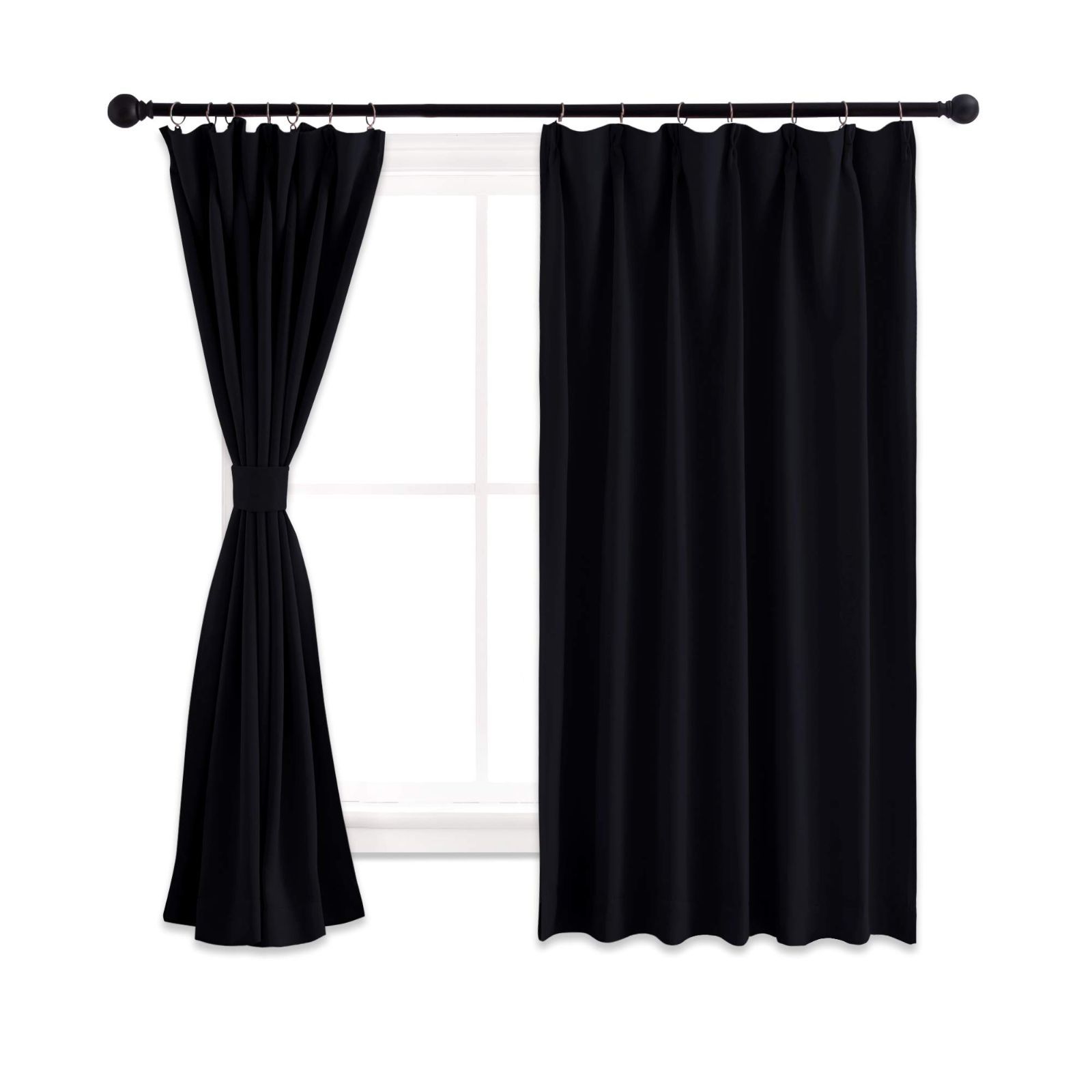 【新着商品】NICETOWN 1級 遮光カーテン 防音 防寒 幅100cm丈135cm ブラック 2枚セット おしゃれ UVカット 昼夜目隠し ドレープ 断熱断冷 省エネ 部屋 寝室 マンション ホーム飾り