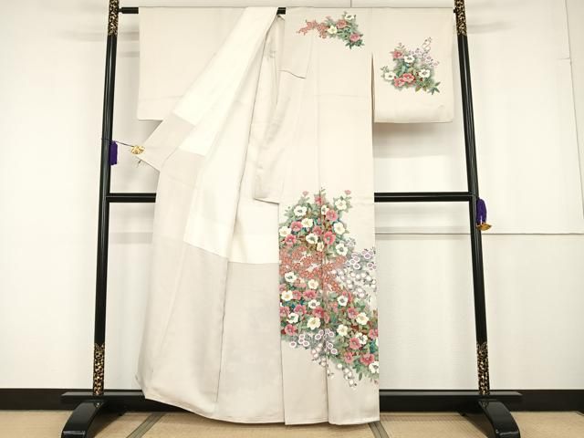 平和屋着物○染色作家 おだに武士 訪問着 枝花文 暈し染め 正絹 逸品