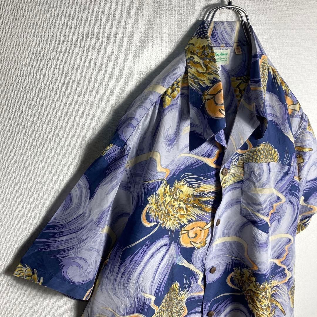 即完売モデル】サンサーフ 開襟 半袖 アロハシャツ 龍 ドラゴン M 