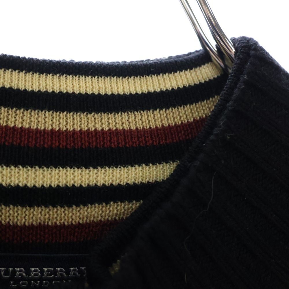 BURBERRY LONDON バーバリーロンドン ウール ダブルジップ ドライバーズニット ブラック レディース FB032-085-09 BURBERRY - BURBERRY LONDON バーバリーロンドン ウール ダブル