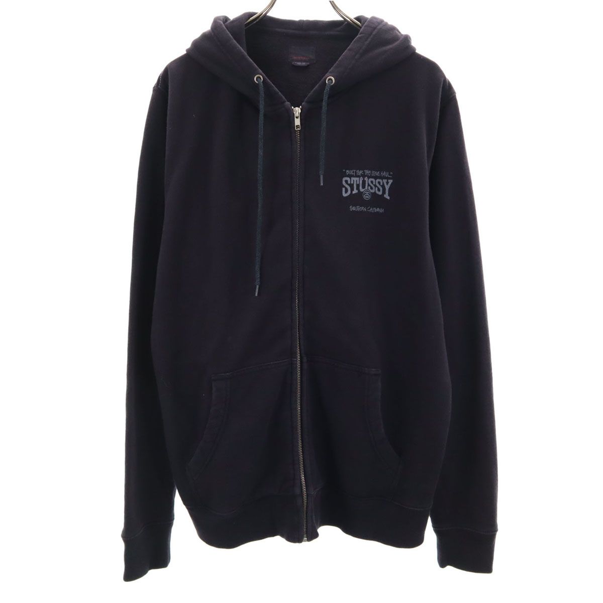 全国無料 STUSSY ステューシー 長袖 ジップパーカー L ダークグレー系 メンズ 古着 パーカー