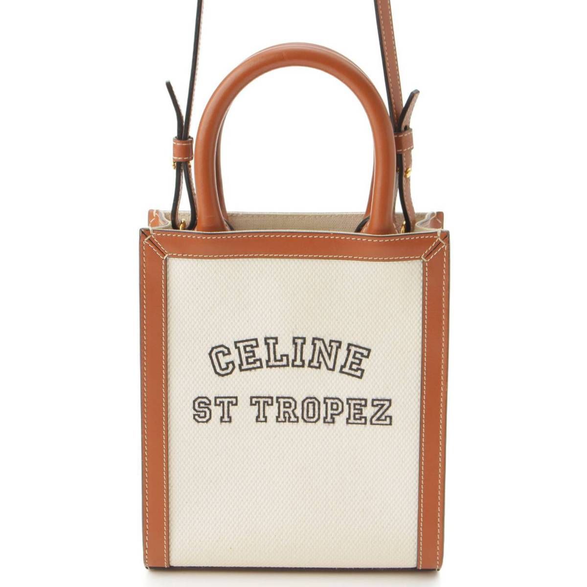 セリーヌ】Celine サントロペ バーティカル カバ キャンバス レザー 