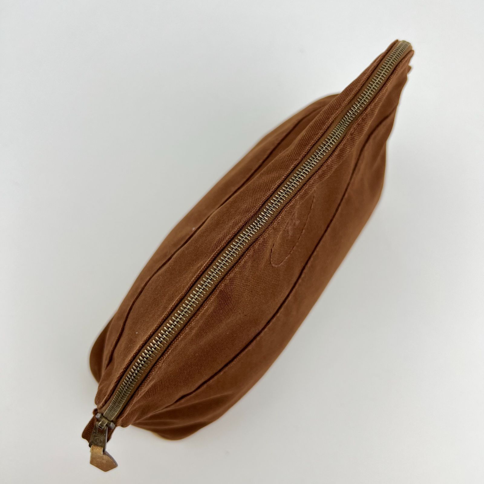 HERMES エルメス ボリードポーチMM 化粧ポーチ ブラウン キャンバス  