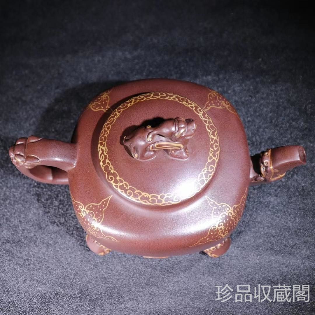 中国古美術・全身正気紫砂壺・底款徐漢棠紋・宜興原鉱・紫泥急須・茶壺  