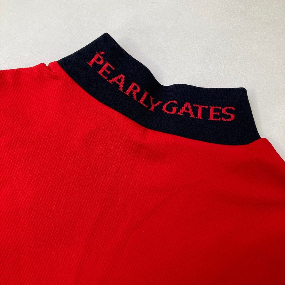 サイズ：1 PEARLY GATES パーリーゲイツ  ハイネック半袖Tシャツ  レッド系 [240101430138] ゴルフウェア レディース ストスト サイズ：1 PEARLY GATES パーリーゲイツ ハイネック半袖Tシャツ