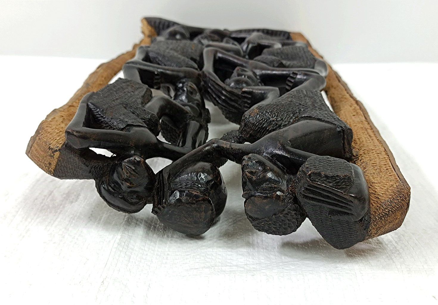 タンザニア ウジャマ アフリカ黒檀 マコンデ彫刻 オブジェ 置物 アフリカ タンザニア マコンデ ウジャマ 黒檀彫刻 32cm 木彫り