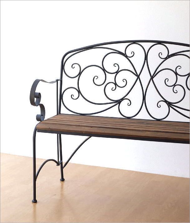 ガーデンベンチ 木製 アイアン 折りたたみ ウッドベンチ ガーデンベンチ おしゃれ ナチュラルベンチ ガーデンベンチ ガーデン 屋外 ガーデンベンチ 玄関 ガーデンファニチャー 鉄製 アイアンとウッドの2人掛けベンチB STEELWINDOWSANDDOORS_COM