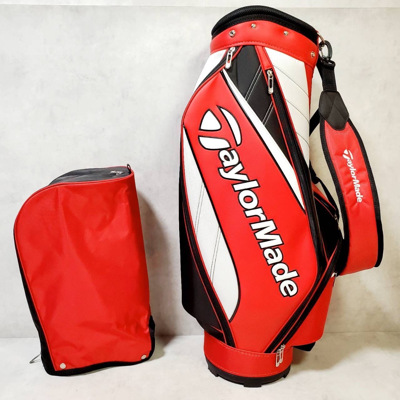 TaylorMade テーラーメイド ゴルフバッグ キャディバッグ TJ105 トゥルーライト レッド 9型 47インチ対応 軽量2.6kg 5分割 小物収納ポケット付き メンズ