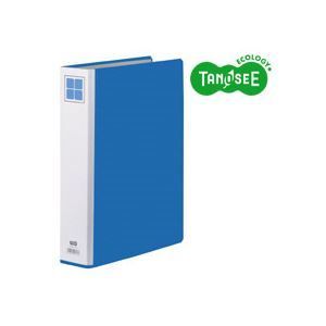 （まとめ）TANOSEE 両開きパイプ式ファイルE A4タテ 40mmとじ 青 