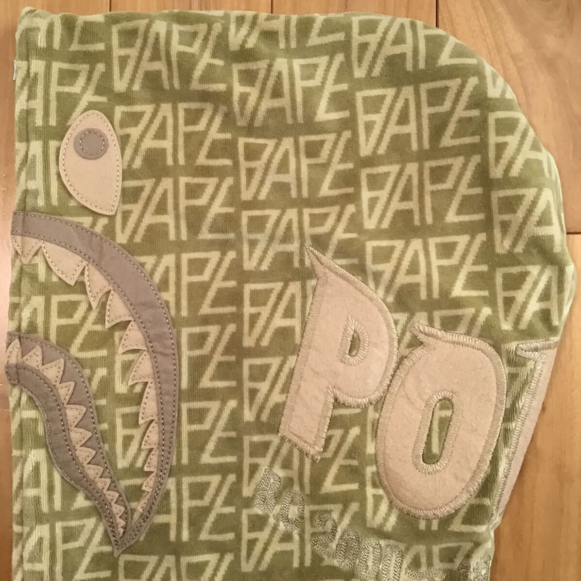 BAPE Logo Monogram Velour Shark Full Zip Hoodie Mサイズ ベージュ a  