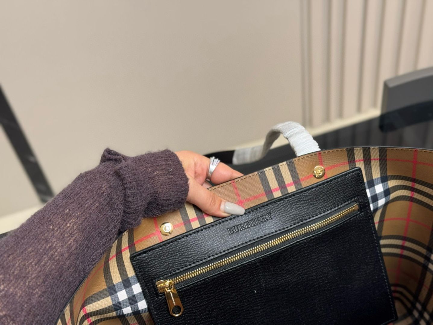 今日特価】Burberry Canvas Shopping Tote Bag 35×30cm-WTO輸入