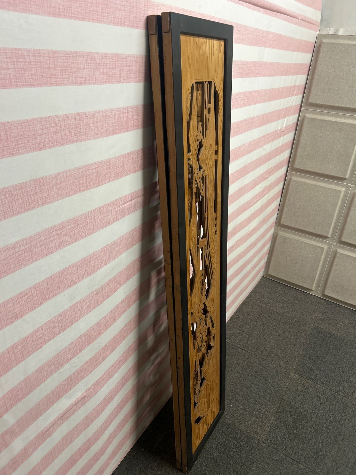 ♪ 欄間 2枚セット 建具 レトロ 木製 アンティーク 送料込み Z-5