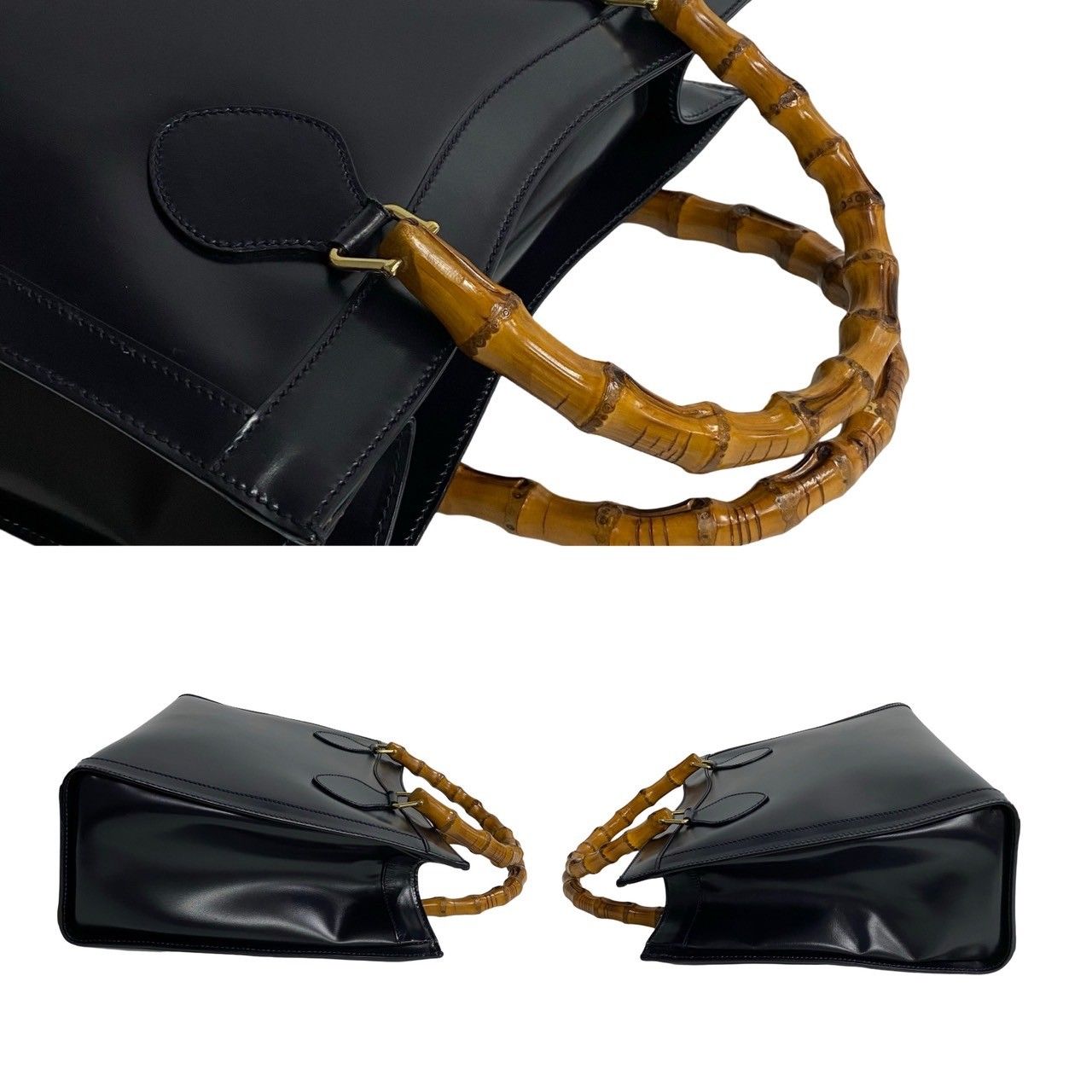 ほぼ未使用 GUCCI グッチ バンブー レザー 本革 トートバッグ