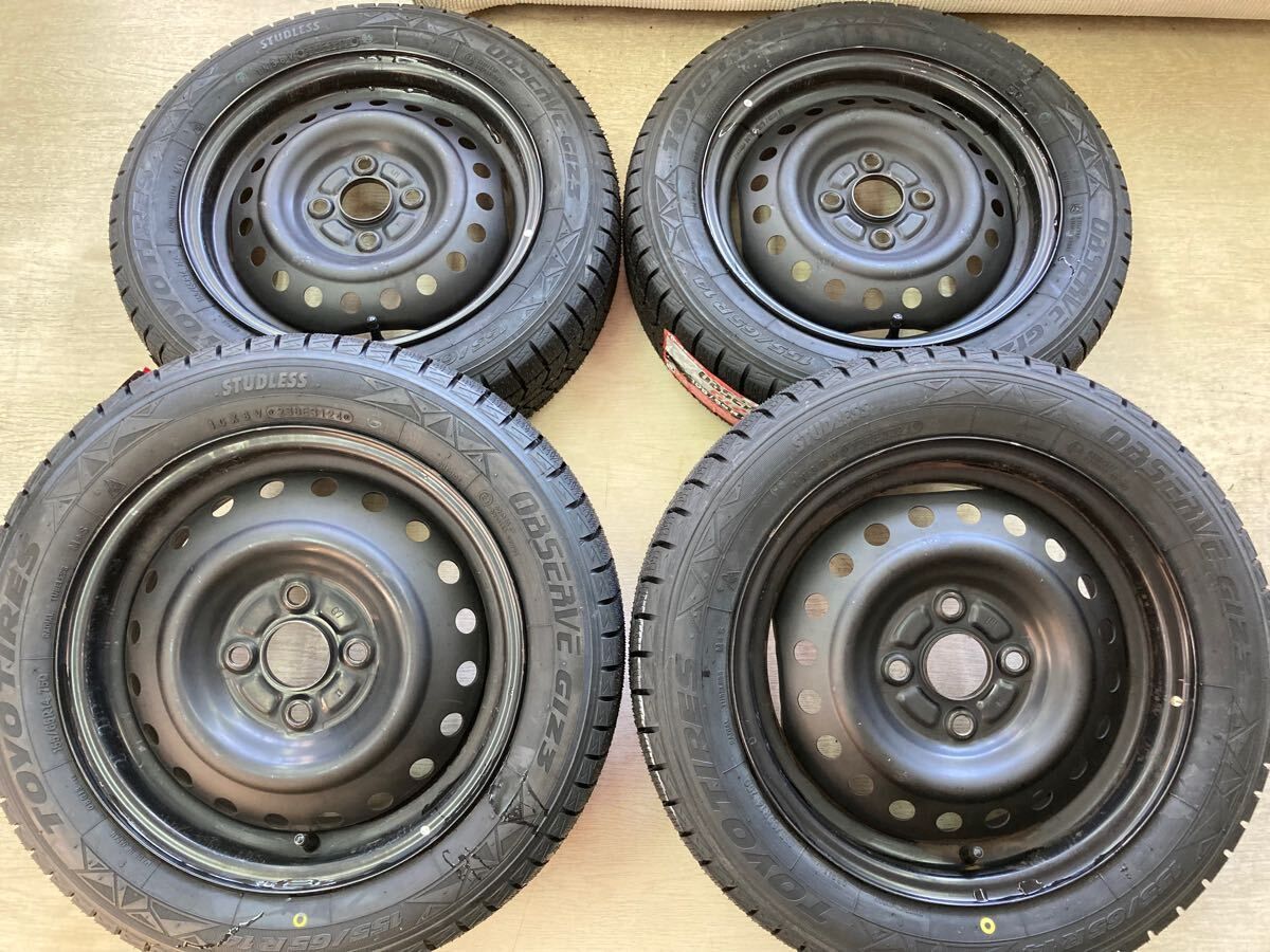 155/65R14 新品スタッドレス付き!!スチールホイール!!2024年製造 TOYO GIZ314インチ 4.5J +45 4/100 ハブ径54ｍｍワゴンＲ スペーシア