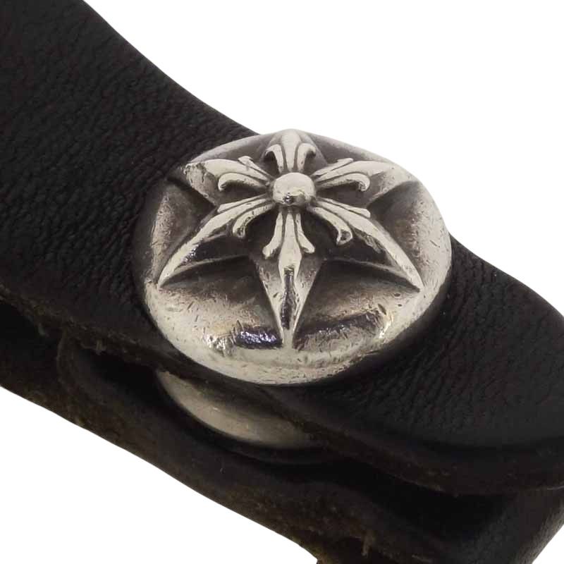 クロムハーツ CHROME HEARTS BELT LOOP スターボール ボタン レザー ベルト ループ ブラック×シルバー サイズ ユニセックス表記なし NEXPOTALLINN_EU