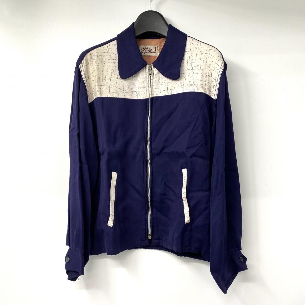 【中古】50s Sportswear 2トーンギャバジャン サイズ表記なし ベージュ ネイビー TALONジッパー[17]