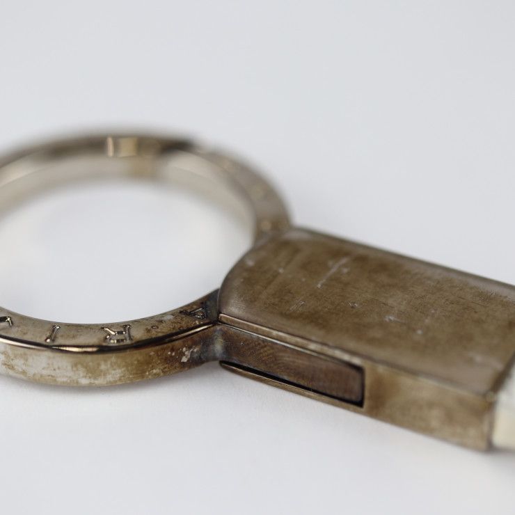 BVLGARI ブルガリ キーホルダー 22234 メタル レザー シルバー