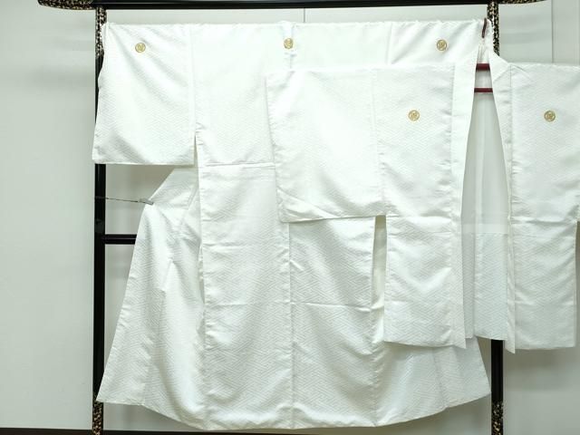 平和屋着物 上 男性 色紋付 羽織セット キングサイズ 白地 花菱地紋 舞台衣装 洗える着物 CZAA3646s5