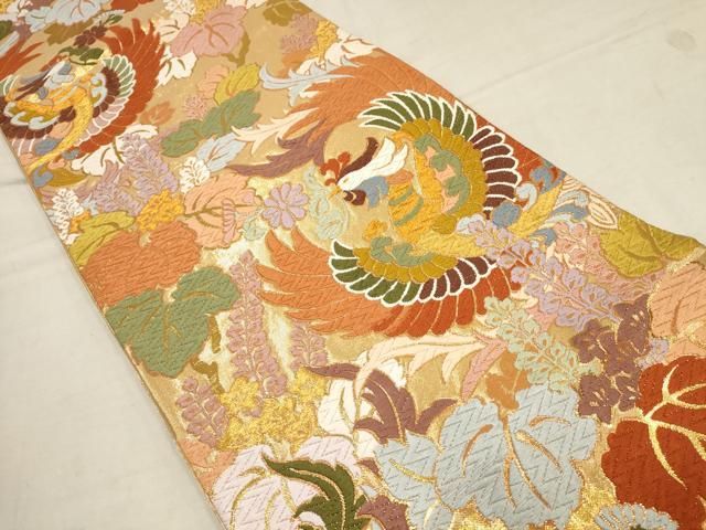 平和屋着物○六通柄袋帯 唐錦 錦彩浪花文 金糸 正絹 逸品