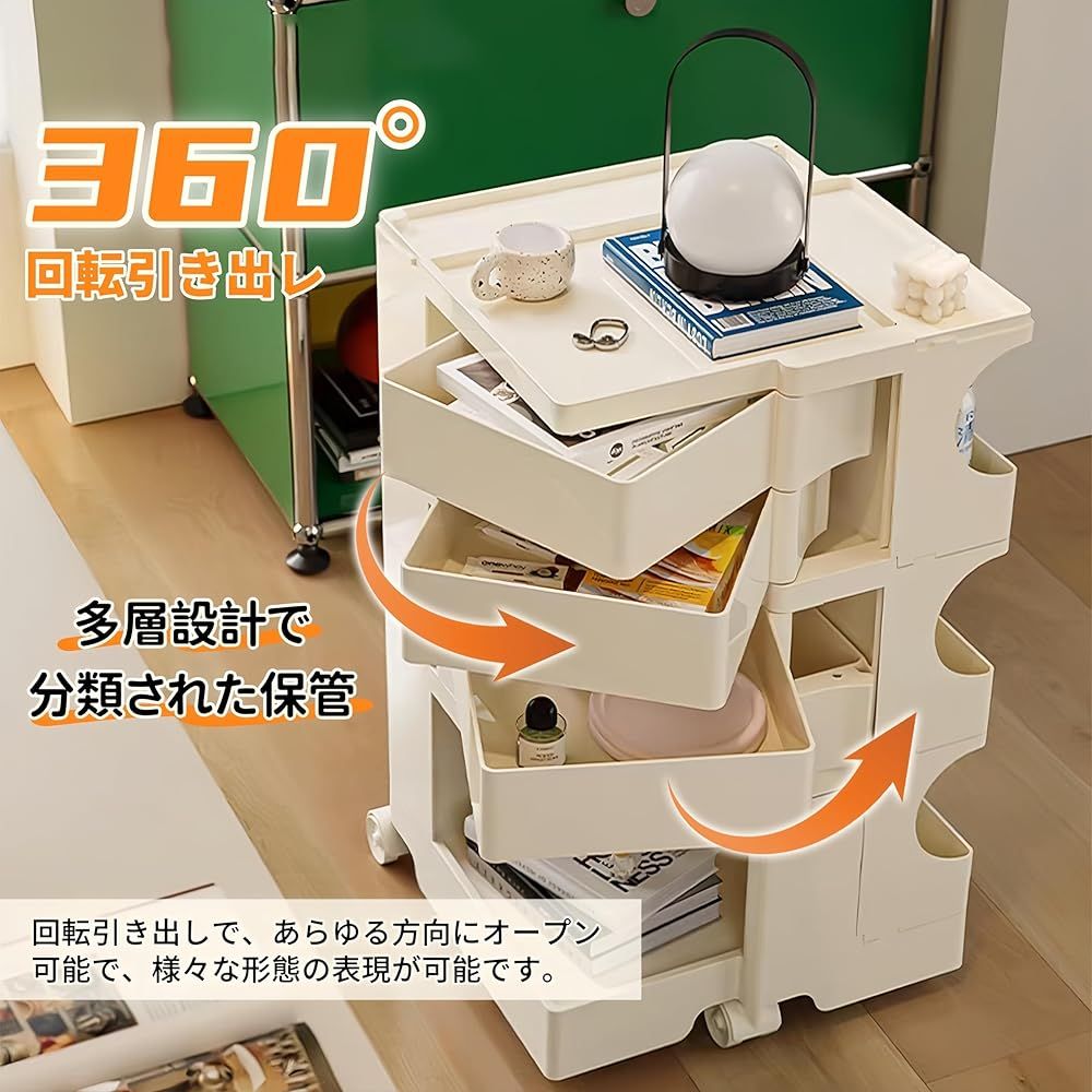 回転式収納ワゴン 360°回転トロリー